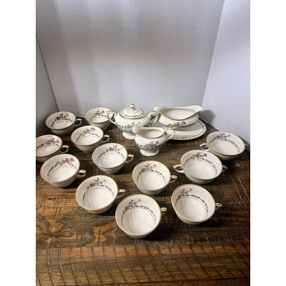 Lot- Doris By Lamberton China Made In The USA White Ivory Flowers Discontinued